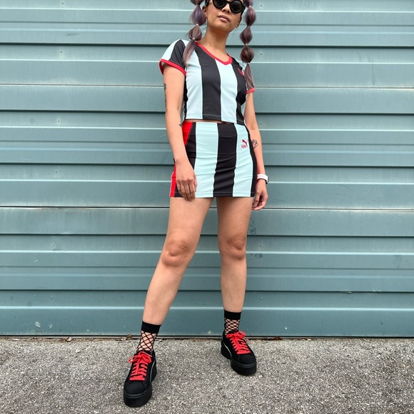 Puma Dresses & Skirts - 🆕 BNWT - Puma x Dua Lipa blue and red mini skirt set